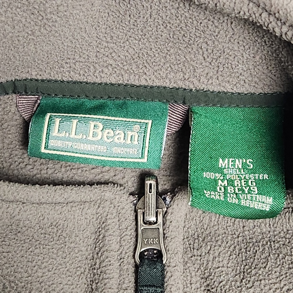 LL Bean Full Zip Fleece Jacket VTG 90s Men M Reg Green Long Sleeve Gorpcore - Picture 3 of 6